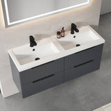 Fluted Front Wall Hung Vanity Basin Unit with Choice of Size, Colour and Handle Options