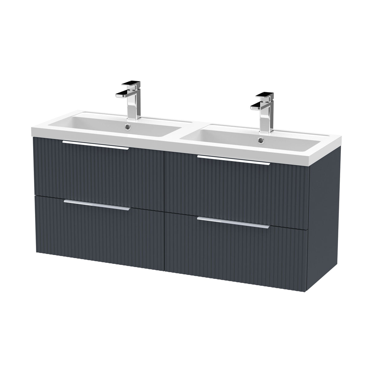 [BFFF1493C] Tixall Fluted Front Wall Hung Vanity Basin Unit with Choice of Size, Colour and Handle Options - Cutout
