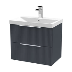 [BFFF1493D] Tixall Fluted 2 Drawer Wall Hung Vanity Unit with Thin Edge Basin - Choice of Size and Colour - Cutout