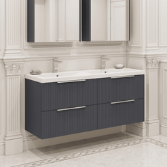 [BFFF1493F] Tixall Fluted 4 Drawer Wall Hung Vanity Unit with Double Basin - Choice of Colour