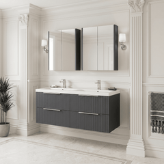 [BFFF1493F] Tixall Fluted 4 Drawer Wall Hung Vanity Unit with Double Basin - Choice of Colour