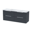 [BFFF1493LBG2] Tixall Fluted 4 Drawer Wall Hung Vanity Unit with Laminate Worktop, Dark Grey, 1200mm - Cutout