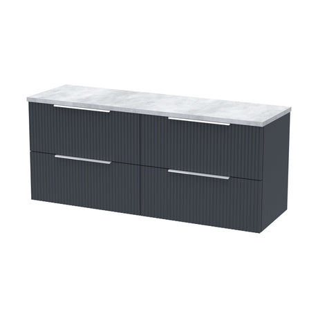 [BFFF1493LBG2] Tixall Fluted 4 Drawer Wall Hung Vanity Unit with Laminate Worktop, Dark Grey, 1200mm - Cutout