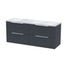 [BFFF1493LBG2] Tixall Fluted 4 Drawer Wall Hung Vanity Unit with Bellato Grey Laminate Worktop - Choice of Colour - Cutout