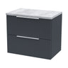 [BFFF1493LBG] Tixall Fluted 2 Drawer Wall Hung Vanity Unit with Bellato Grey Laminate Worktop - Choice of Size and Colour - Cutout