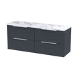 [BFFF1493LCM2] Tixall Fluted 4 Drawer Wall Hung Vanity Unit with Laminate Worktop, Dark Grey, 1200mm - Cutout