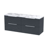 [BFFF1493LCM2] Tixall Fluted 4 Drawer Wall Hung Vanity Unit with Carrera Marble Laminate Worktop - Choice of Colour - Cutout