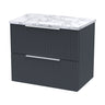 [BFFF1493LCM] Tixall Fluted 2 Drawer Wall Hung Vanity Unit with Carrera Marble Laminate Worktop - Choice of Size and Colour - Cutout