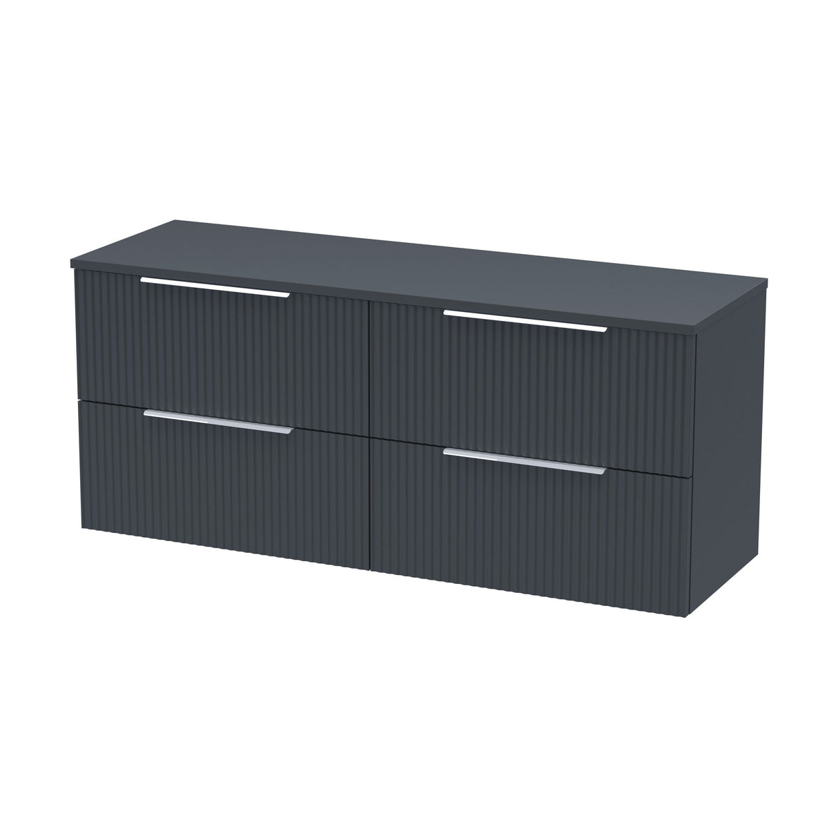 [BFFF1493W2] Tixall Fluted 4 Drawer Wall Hung Vanity Unit with Worktop - Choice of Colour - Cutout