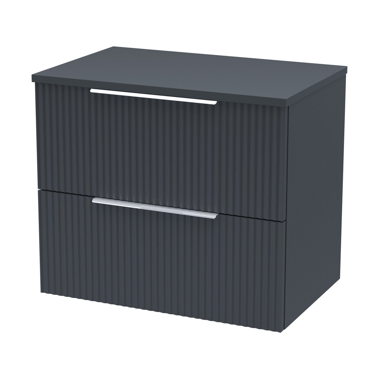 [BFFF1493W] Tixall Fluted 2 Drawer Wall Hung Vanity Unit with Worktop - Choice of Size and Colour - Cutout