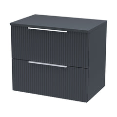 [BFFF1493W] Tixall Fluted 2 Drawer Wall Hung Vanity Unit with Worktop - Choice of Size and Colour - Cutout