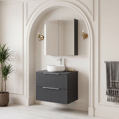 [BFFF1493W] Tixall Fluted 2 Drawer Wall Hung Vanity Unit with Worktop - Choice of Size and Colour