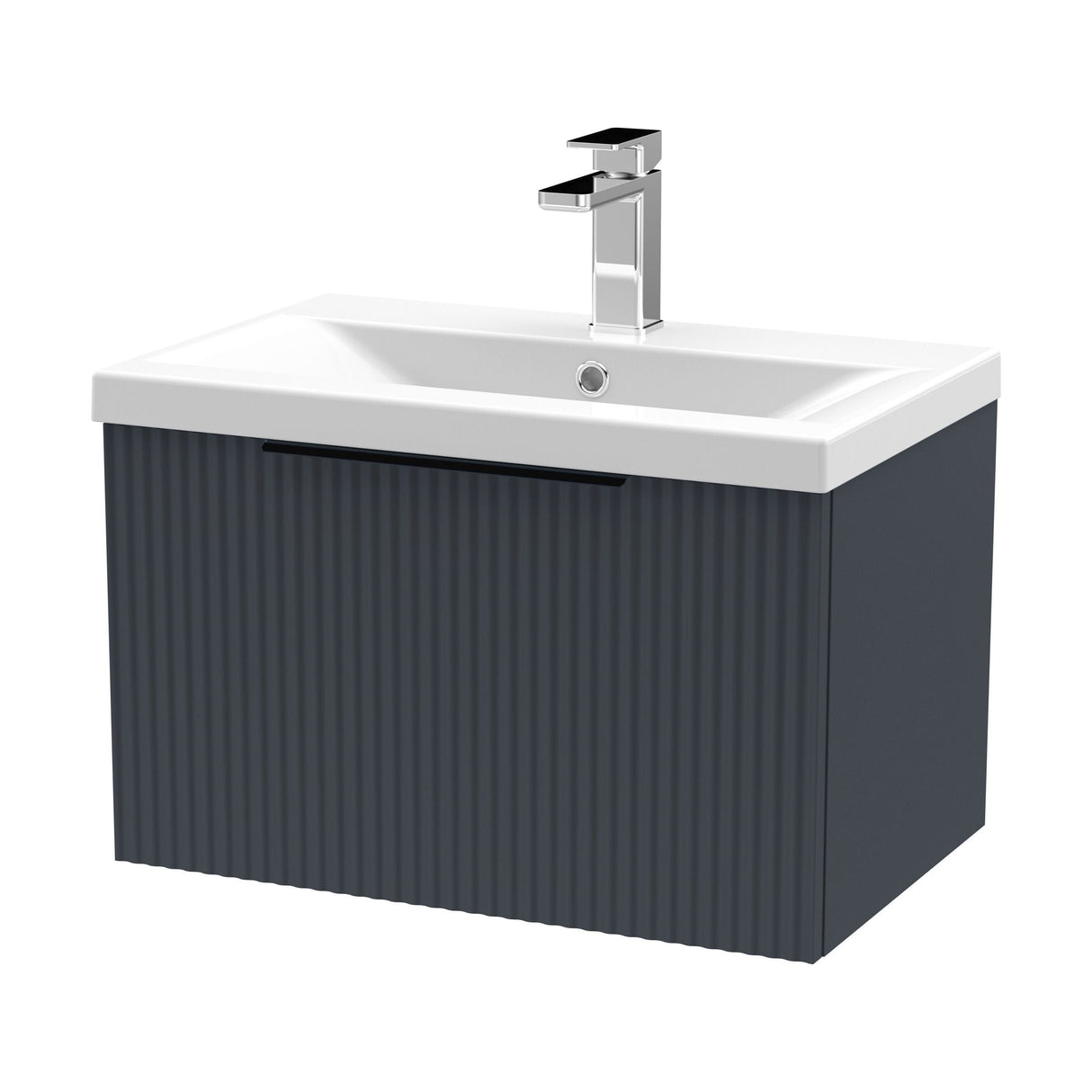 [BFFF1494AH225] Tixall Fluted Front Wall Hung Vanity Basin Unit with Choice of Size, Colour and Handle Options - Cutout