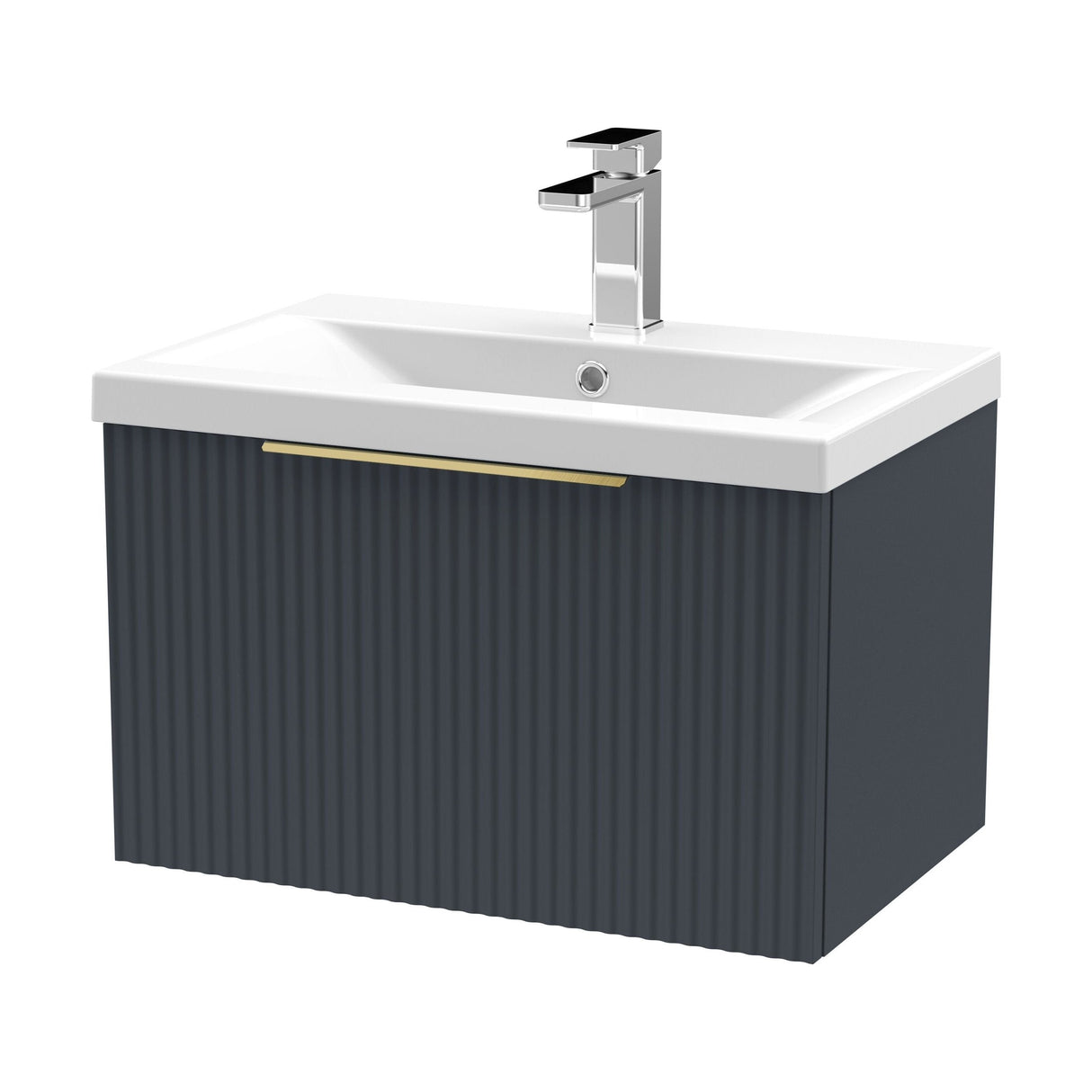 [BFFF1494AH325] Tixall Fluted Front Wall Hung Vanity Basin Unit with Choice of Size, Colour and Handle Options - Cutout