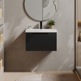 Fluted Front Wall Hung Vanity Basin Unit with Choice of Size, Colour and Handle Options