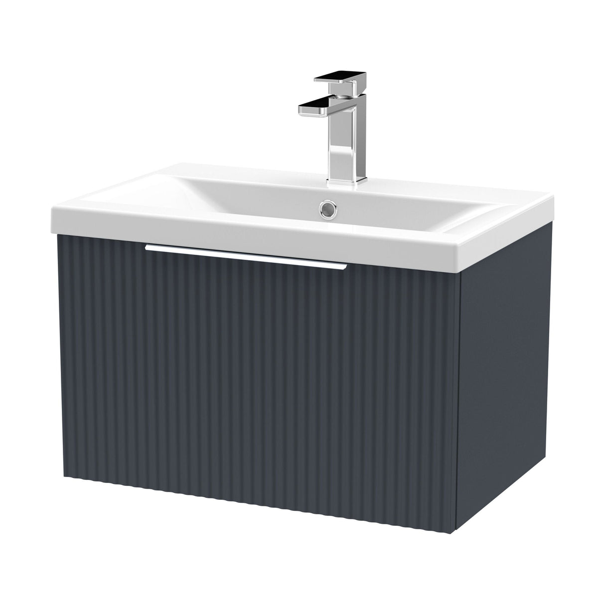 [BFFF1494A] Tixall Fluted Front Wall Hung Vanity Basin Unit with Choice of Size, Colour and Handle Options - Cutout