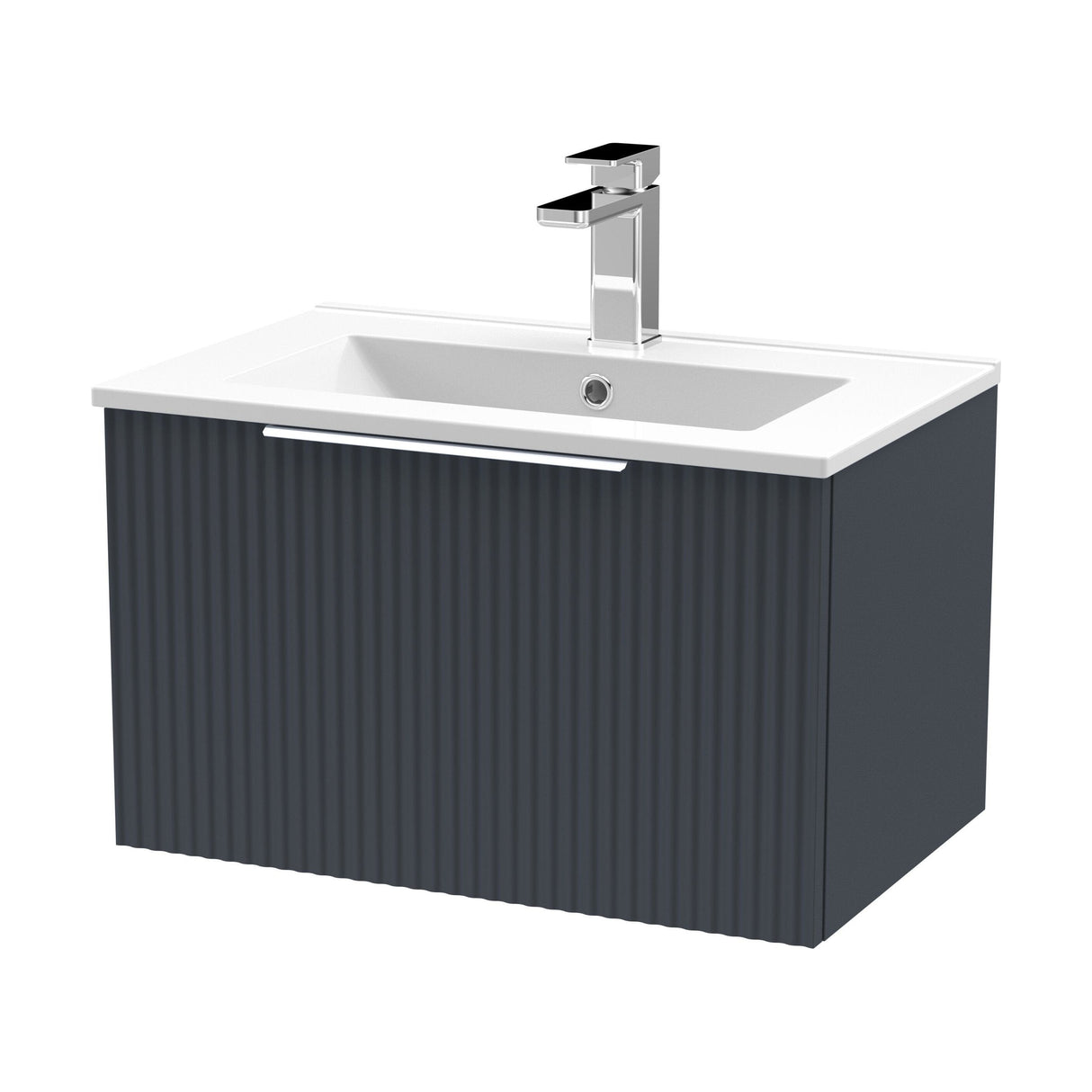 [BFFF1494B] Tixall 1 Drawer Wall Hung Vanity Basin Unit with 1 Tap Hole Minimalist Ceramic Basin, Choice of Size and Colour - Cutout