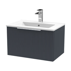 [BFFF1494B] Tixall 1 Drawer Wall Hung Vanity Basin Unit with 1 Tap Hole Minimalist Ceramic Basin, Choice of Size and Colour - Cutout