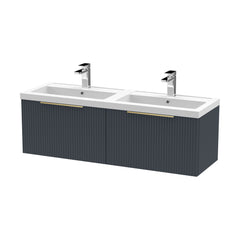 [BFFF1494CH325] Tixall Fluted Front Wall Hung Vanity Basin Unit with Choice of Size, Colour and Handle Options - Cutout