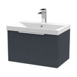 [BFFF1494D] Tixall Fluted 1 Drawer Wall Hung Vanity Unit with Thin Edge Basin, Dark Grey, 600mm - Cutout