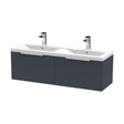 [BFFF1494F] Tixall Fluted 2 Drawer Wall Hung Vanity Unit with Double Basin, Dark Grey, 1200mm - Cutout