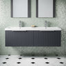 [BFFF1494F] Tixall Fluted 2 Drawer Wall Hung Vanity Unit with Double Basin - Choice of Colour - Silo