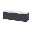 [BFFF1494LBG2] Tixall Fluted 2 Drawer Wall Hung Vanity Unit with Laminate Worktop, Dark Grey, 1200mm - Cutout
