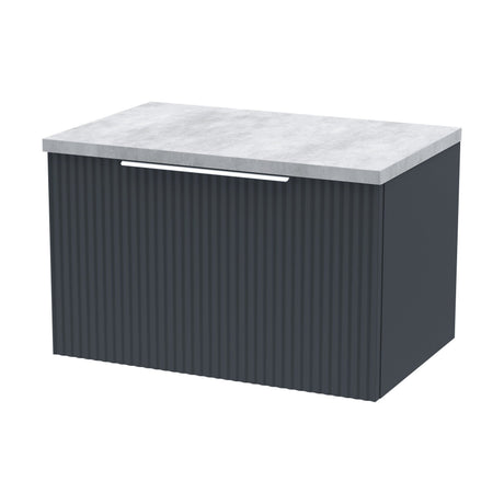 [BFFF1494LBG] Tixall Fluted 1 Drawer Wall Hung Vanity Unit with Laminate Worktop, Dark Grey, 600mm - Cutout