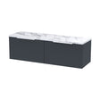 [BFFF1494LCM2] Tixall Fluted 2 Drawer Wall Hung Vanity Unit with Laminate Worktop, Dark Grey, 1200mm - Cutout