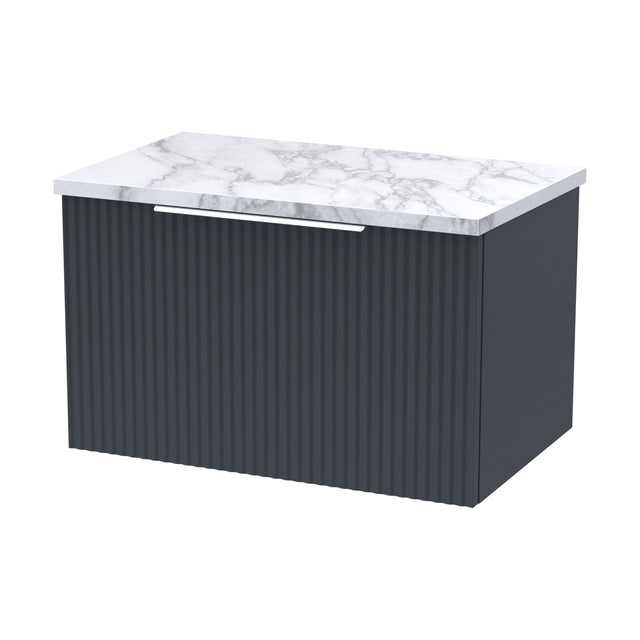 [BFFF1494LCM] Tixall Fluted 1 Drawer Wall Hung Vanity Unit with Laminate Worktop, Dark Grey, 600mm - Cutout