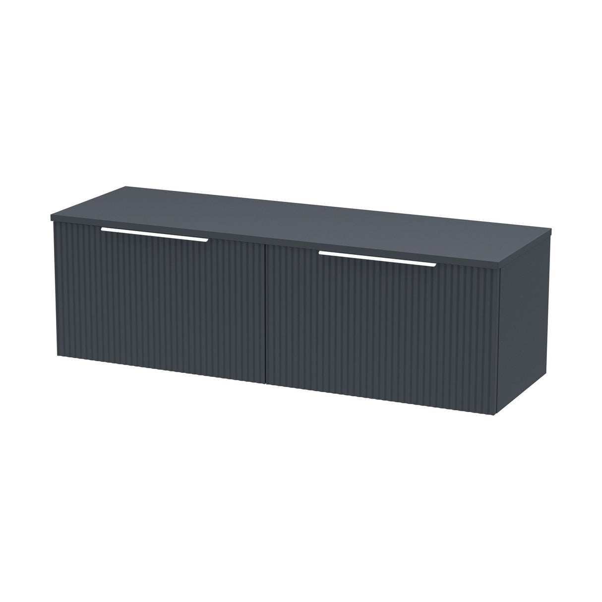 [BFFF1494W2] Tixall Fluted 2 Drawer Wall Hung Vanity Unit with Worktop - Choice of Colour - Cutout