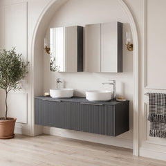 [BFFF1494W2] Tixall Fluted 2 Drawer Wall Hung Vanity Unit with Worktop - Choice of Colour