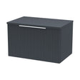 [BFFF1494W] Tixall Fluted 1 Drawer Wall Hung Vanity Unit with Worktop, Dark Grey, 600mm - Cutout