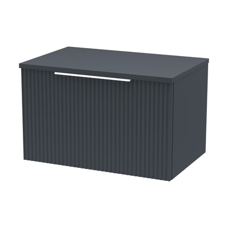[BFFF1494W] Tixall Fluted 1 Drawer Wall Hung Vanity Unit with Worktop, Dark Grey, 600mm - Cutout