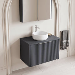 [BFFF1494W] Tixall Fluted 1 Drawer Wall Hung Vanity Unit with Worktop - Choice of Size and Colour