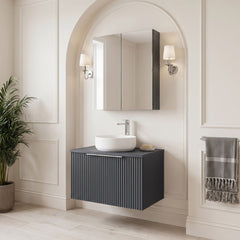 [BFFF1494W] Tixall Fluted 1 Drawer Wall Hung Vanity Unit with Worktop - Choice of Size and Colour