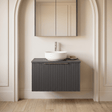 [BFFF1494W] Tixall Fluted 1 Drawer Wall Hung Vanity Unit with Worktop - Choice of Size and Colour - Silo