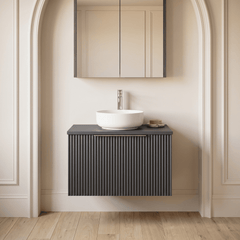 [BFFF1494W] Tixall Fluted 1 Drawer Wall Hung Vanity Unit with Worktop - Choice of Size and Colour - Silo