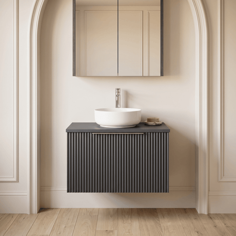 [BFFF1494W] Tixall Fluted 1 Drawer Wall Hung Vanity Unit with Worktop - Choice of Size and Colour - Silo