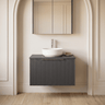 [BFFF1494W] Tixall Fluted 1 Drawer Wall Hung Vanity Unit with Worktop - Choice of Size and Colour - Silo