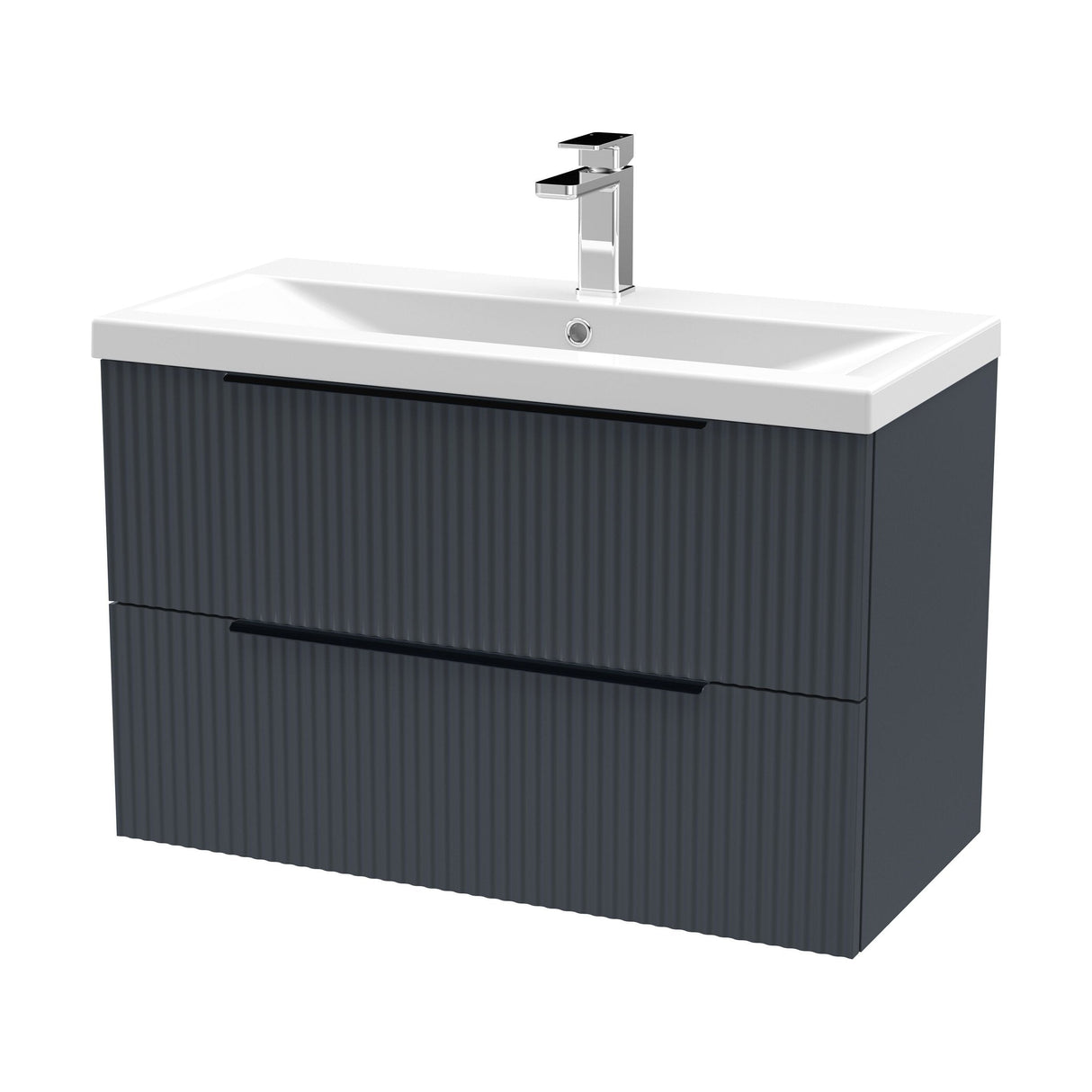 [BFFF1495AH226] Tixall Fluted Front Wall Hung Vanity Basin Unit with Choice of Size, Colour and Handle Options - Cutout
