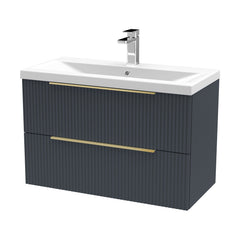 [BFFF1495AH326] Tixall Fluted Front Wall Hung Vanity Basin Unit with Choice of Size, Colour and Handle Options - Cutout