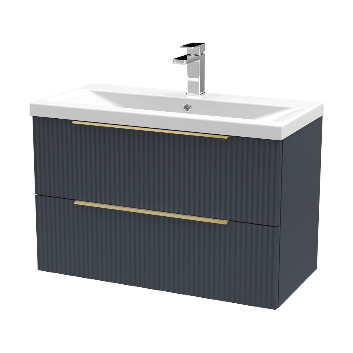 [BFFF1495AH326] Tixall Fluted Front Wall Hung Vanity Basin Unit with Choice of Size, Colour and Handle Options - Cutout
