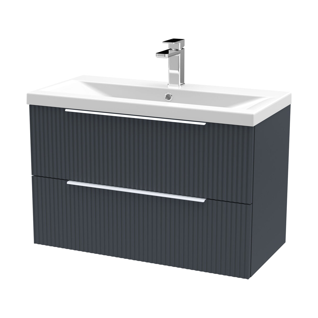 [BFFF1495A] Tixall Fluted Front Wall Hung Vanity Basin Unit with Choice of Size, Colour and Handle Options - Cutout
