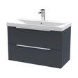[BFFF1495D] Tixall Fluted 2 Drawer Wall Hung Vanity Unit with Thin Edge Basin, Dark Grey, 800mm - Cutout