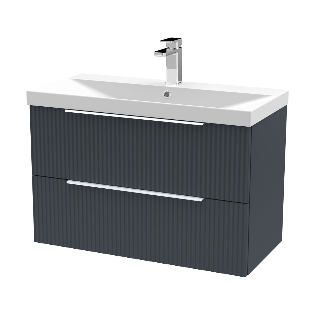 [BFFF1495D] Tixall Fluted 2 Drawer Wall Hung Vanity Unit with Thin Edge Basin - Choice of Size and Colour - Cutout