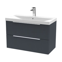 [BFFF1495D] Tixall Fluted 2 Drawer Wall Hung Vanity Unit with Thin Edge Basin - Choice of Size and Colour - Cutout