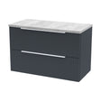 [BFFF1495LBG] Tixall Fluted 2 Drawer Wall Hung Vanity Unit with Laminate Worktop, Dark Grey, 805mm - Cutout