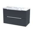 [BFFF1495LCM] Tixall Fluted 2 Drawer Wall Hung Vanity Unit with Laminate Worktop, Dark Grey, 800mm - Cutout