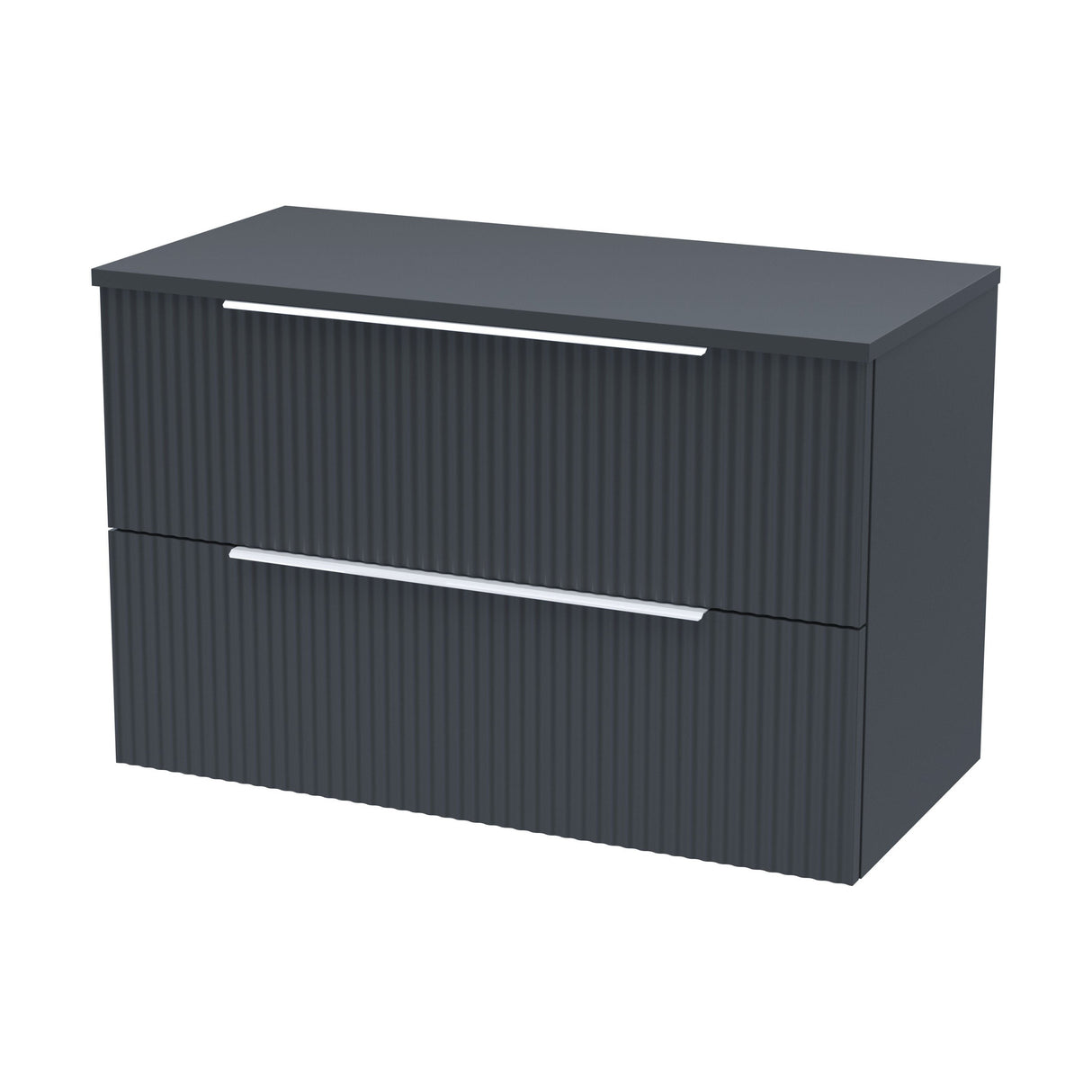 [BFFF1495W] Tixall Fluted 2 Drawer Wall Hung Vanity Unit with Worktop - Choice of Size and Colour - Cutout